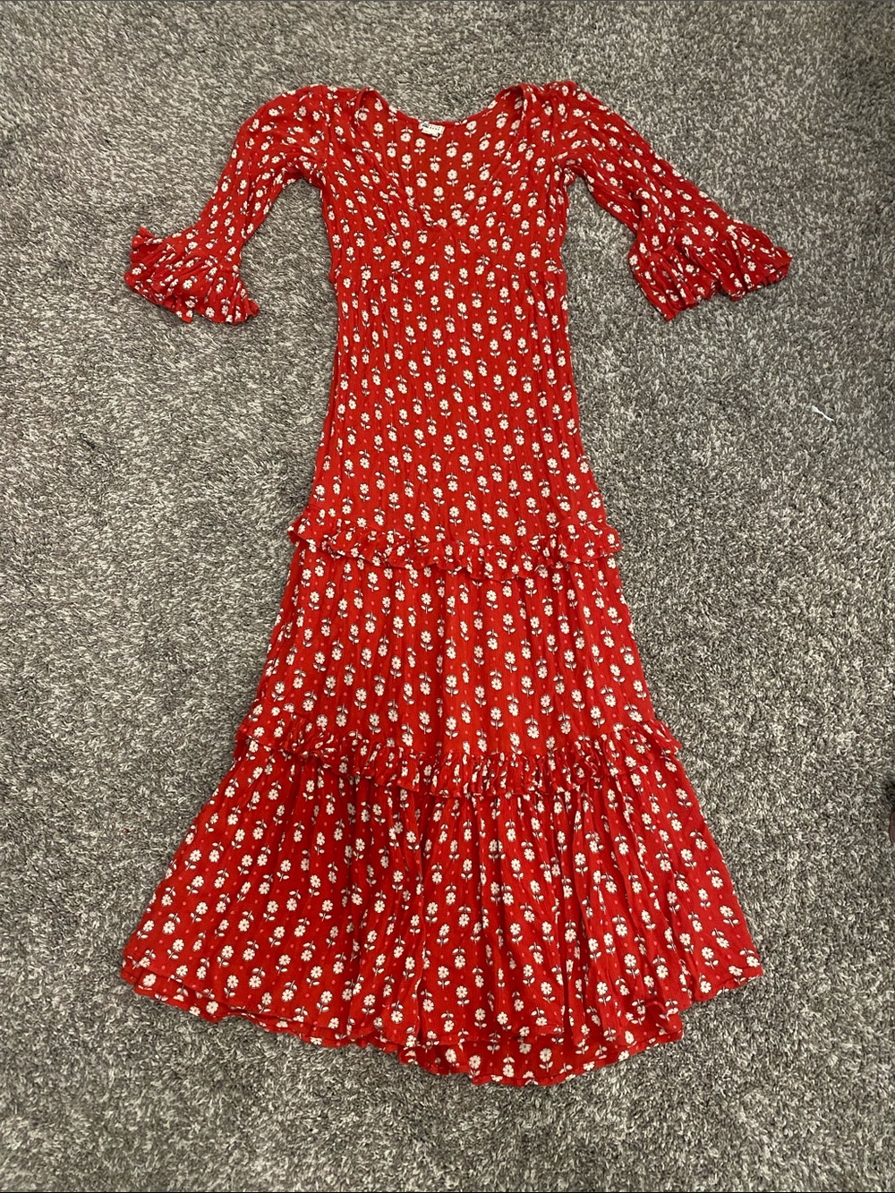 Billabong Red Floral Tiered Maxi Dress - Picture 2 of 3